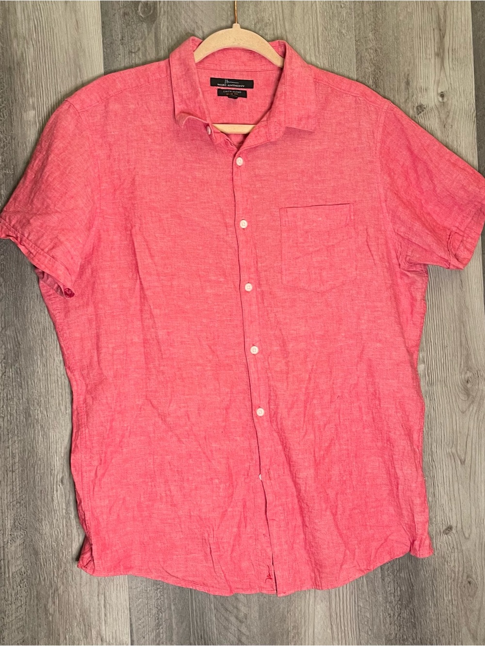 Marc Anthony Men's Short-Sleeve Linen Button-Up Shirt - Coral Pink